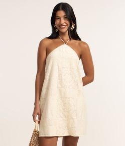 Vestido Frente Única com Amarração e Textura Floral