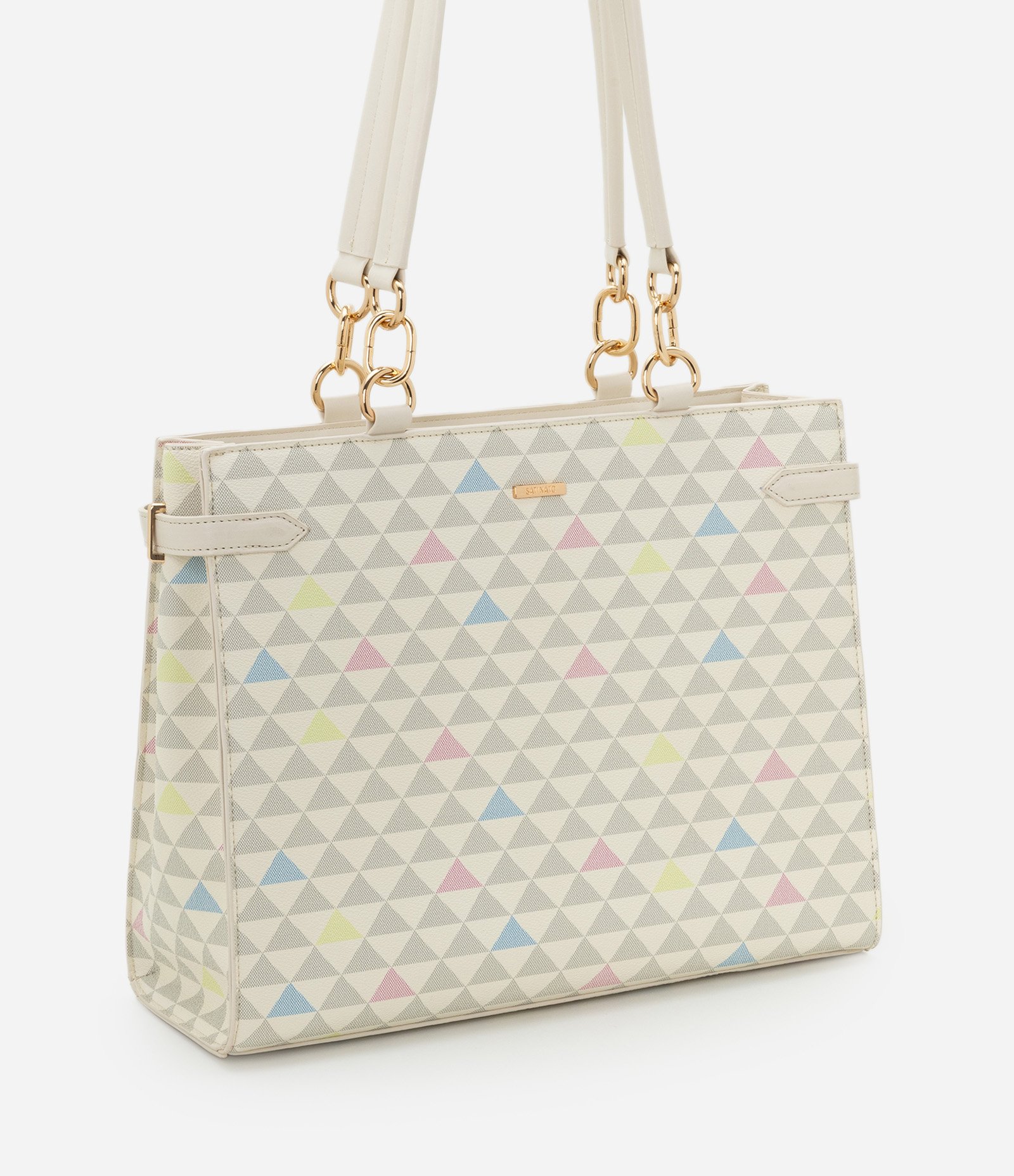 Bolsa Shopper Grande com Estampa Triangular Off White 2