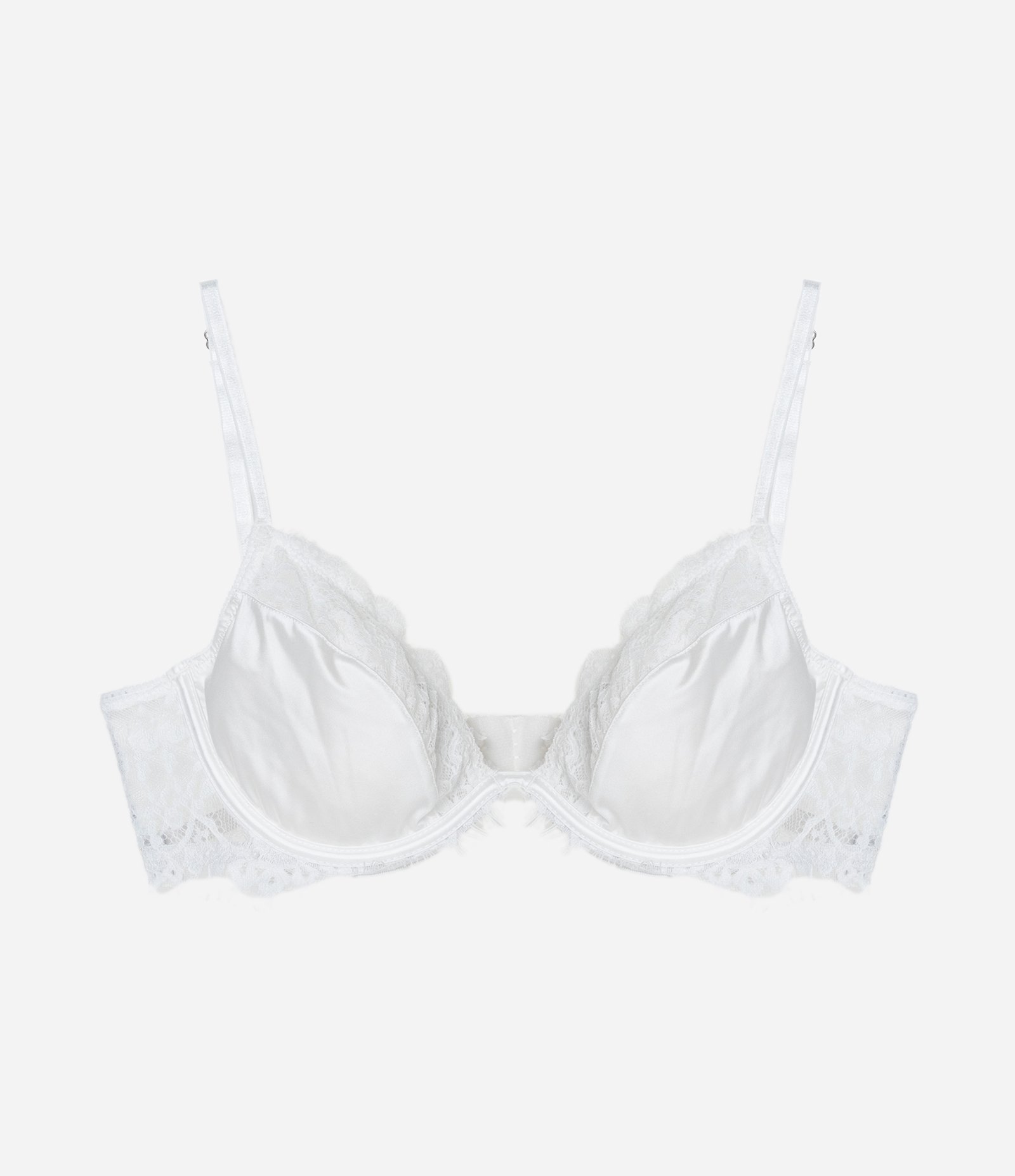 Sutiã Meia Taça em Renda com Recorte Acetinado Branco 6