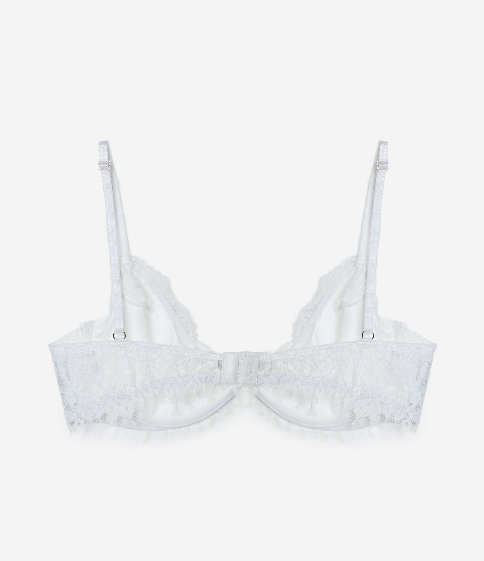 Sutiã Meia Taça em Renda com Recorte Acetinado Branco 7