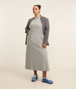 Vestido T-Shirt Midi em Malha Estonada Curve & Plus Size