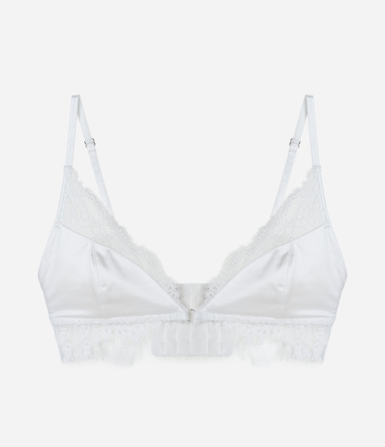 Sutiã Top em Microfibra com Renda e Recorte Acetinado Branco 5