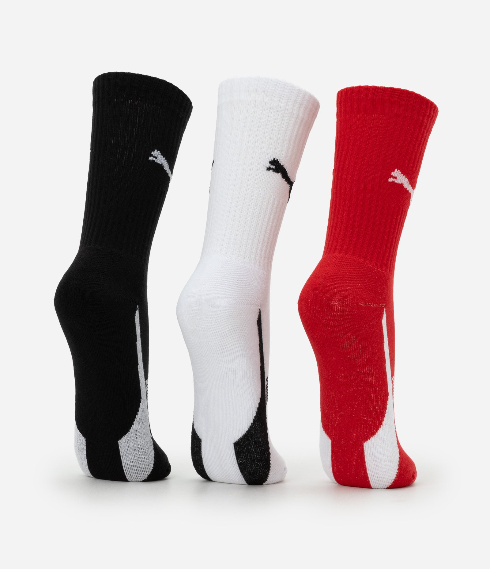 Kit 03 Meias Cano Longo Racing Puma Vermelho/Branco/Preto 3