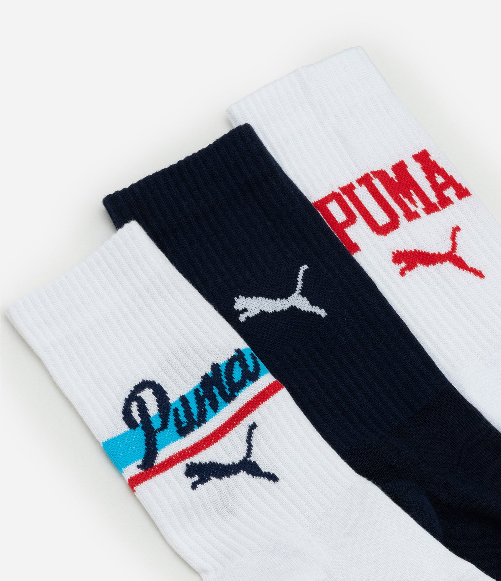 Kit 03 Meias Cano Longo College Puma Branco/Preto 4