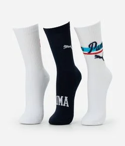 Kit 03 Meias Cano Longo College Puma