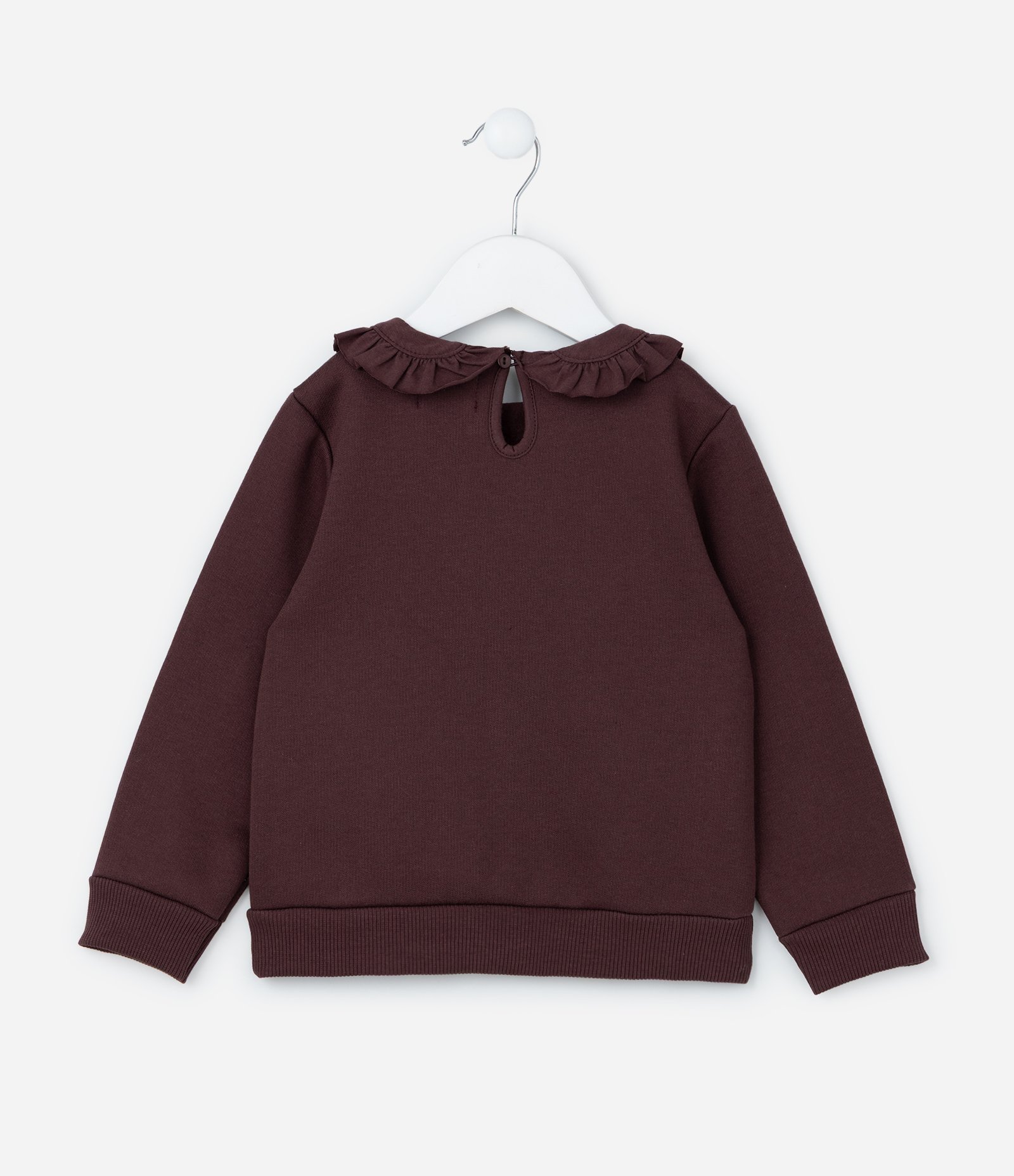 Casaco Infantil com Babado e Estampa Flores - Tam 1 a 6 Anos Marrom 2