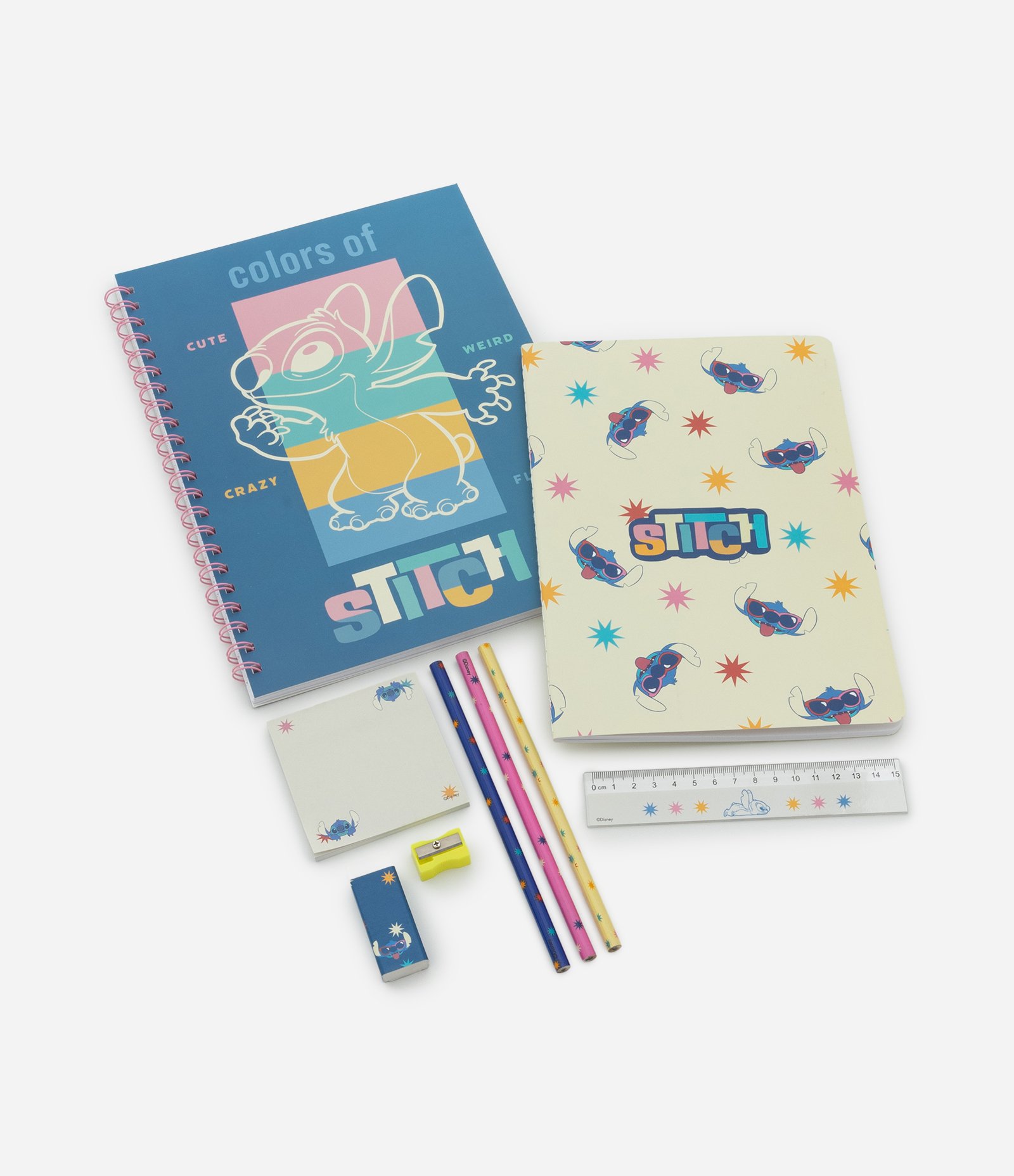 Kit Papelaria Stitch com Necessaire Cadernos Lápis e Outros Multicores 3