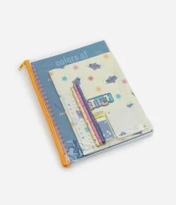 Kit Papelaria Stitch com Necessaire Cadernos Lápis e Outros