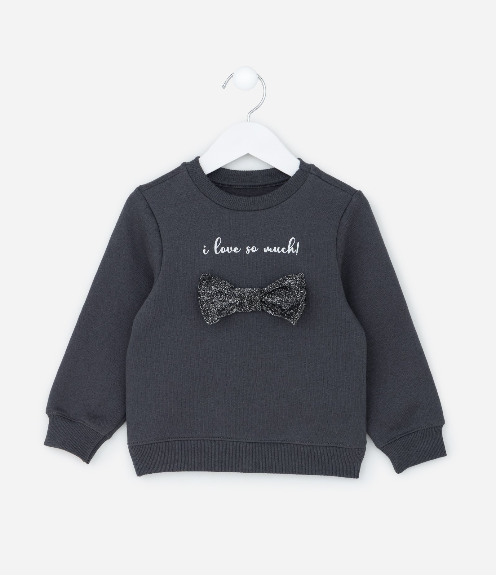 Casaco Infantil em Moletom com Laço Brilhante - Tam 1 a 6 Anos Cinza 1