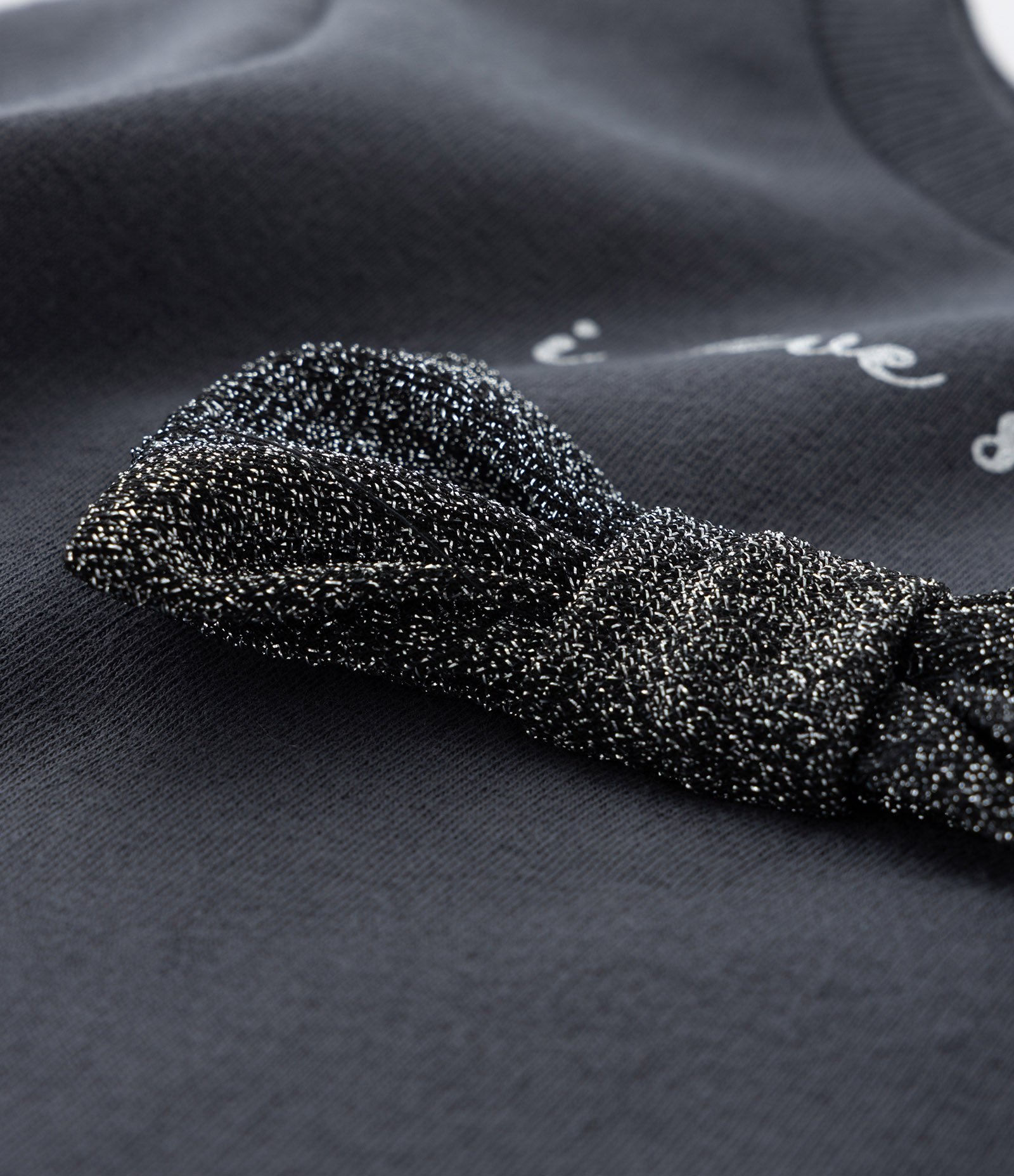 Casaco Infantil em Moletom com Laço Brilhante - Tam 1 a 6 Anos Cinza 5