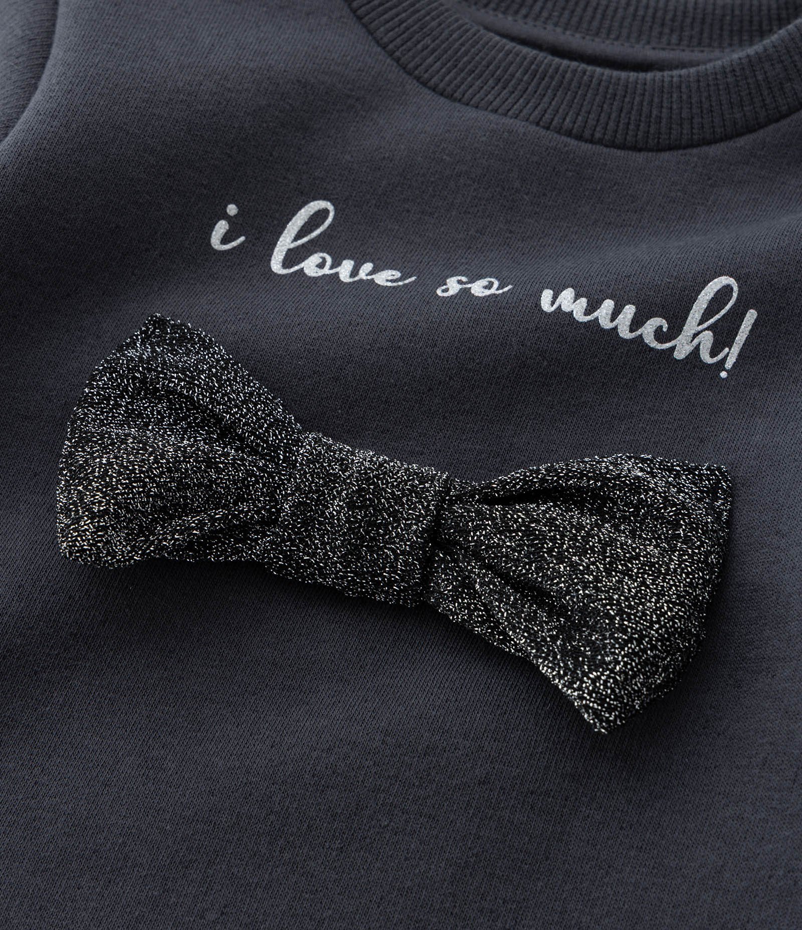 Casaco Infantil em Moletom com Laço Brilhante - Tam 1 a 6 Anos Cinza 7