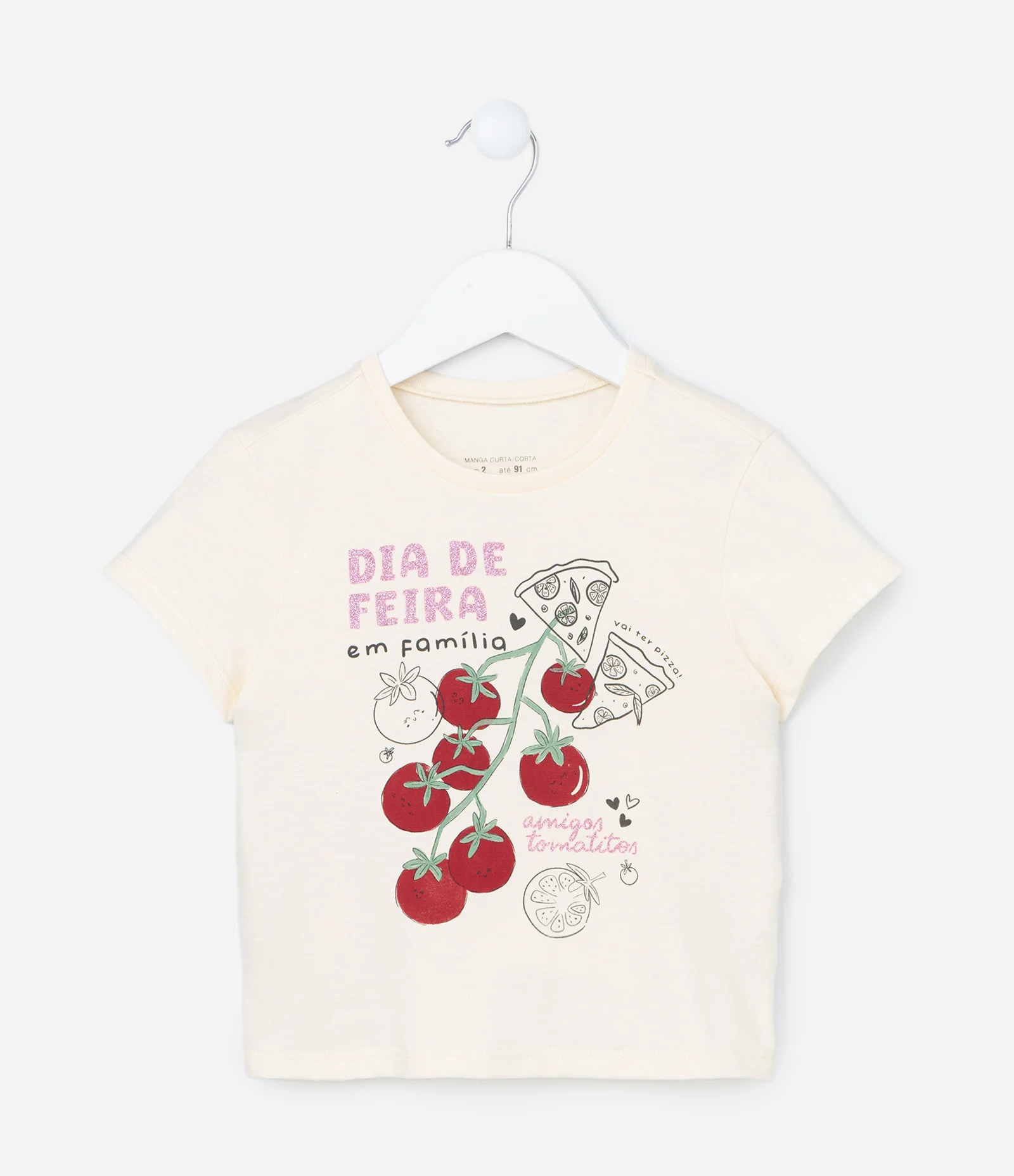 Blusa Infantil com Estampa Dia de Feira - Tam 1 a 6 Anos Bege 1