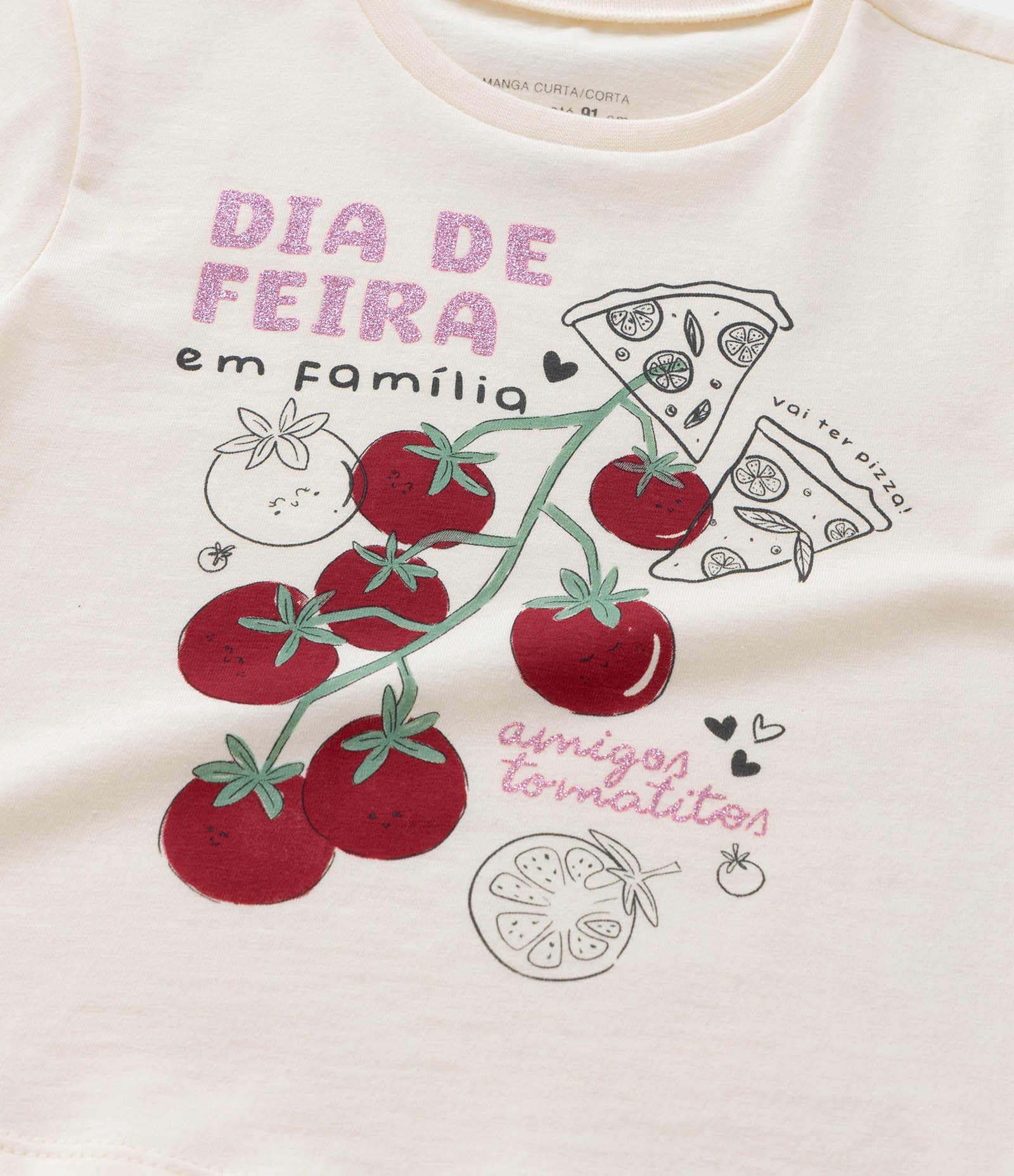 Blusa Infantil com Estampa Dia de Feira - Tam 1 a 6 Anos Bege 4