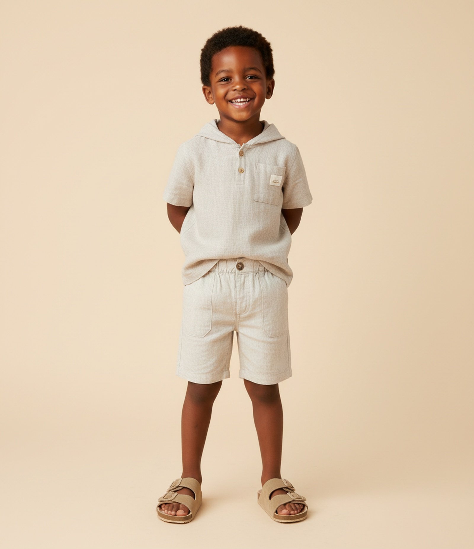 Bermuda Infantil em Linho - Tam 1 a 6 Anos Bege 1