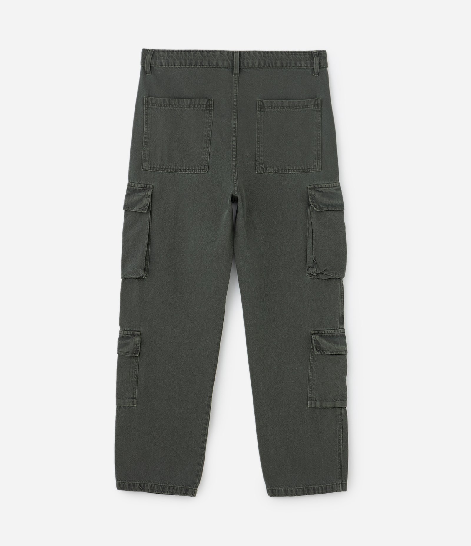 Calça Baggy em Sarja com Bolsos Cargos Verde 8