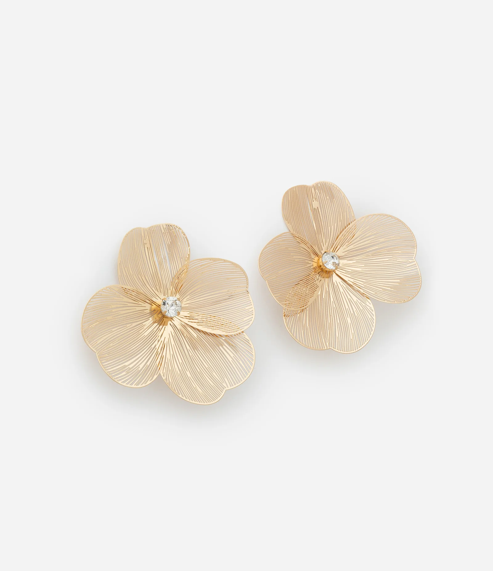 Maxi Brinco com Formato de Flor Aramado e Miolo de Strass Dourado 2