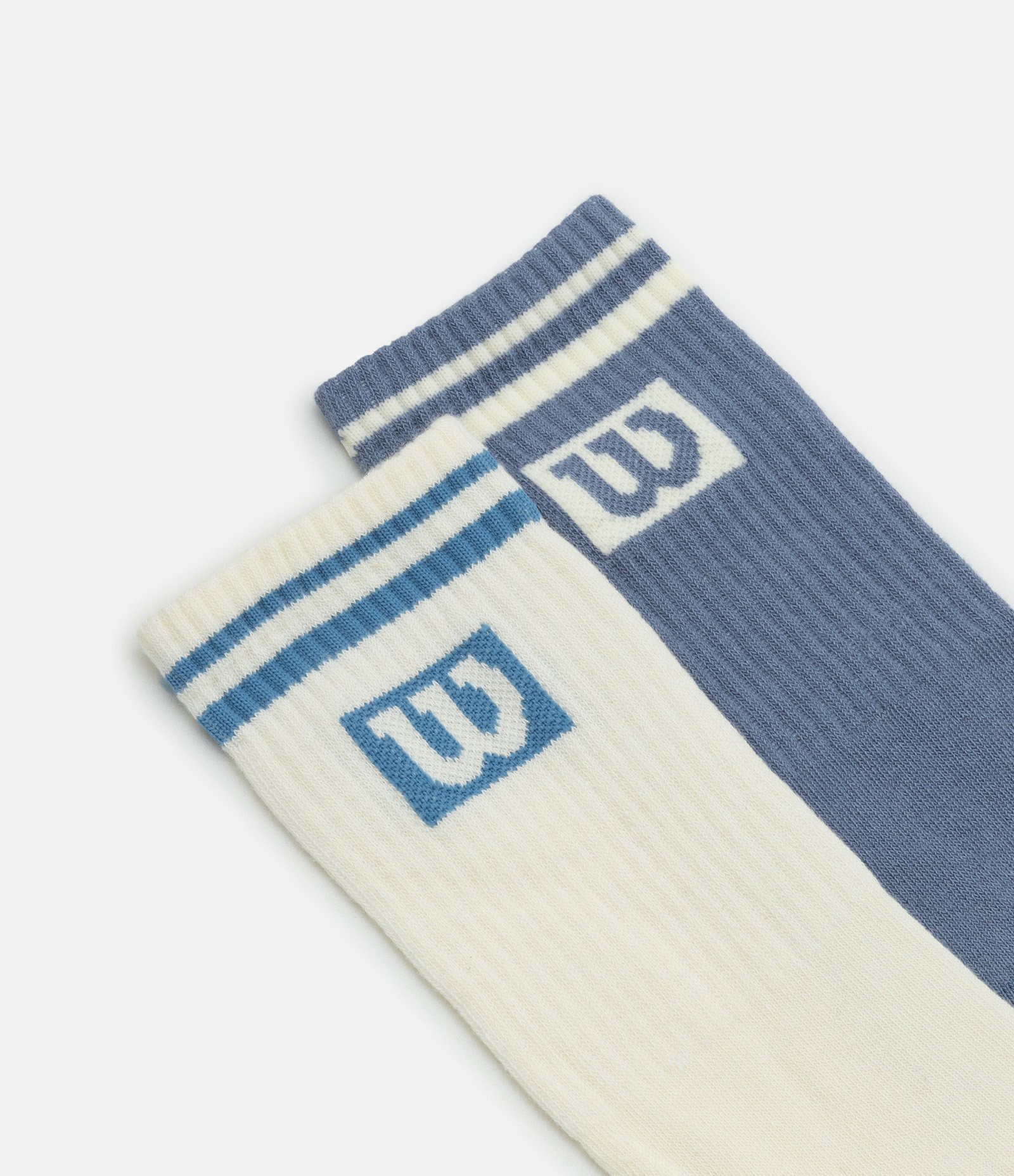 Kit 02 Meias Esportivas de Cano Alto em Algodão com Logo Wilson Azul/Branco 4