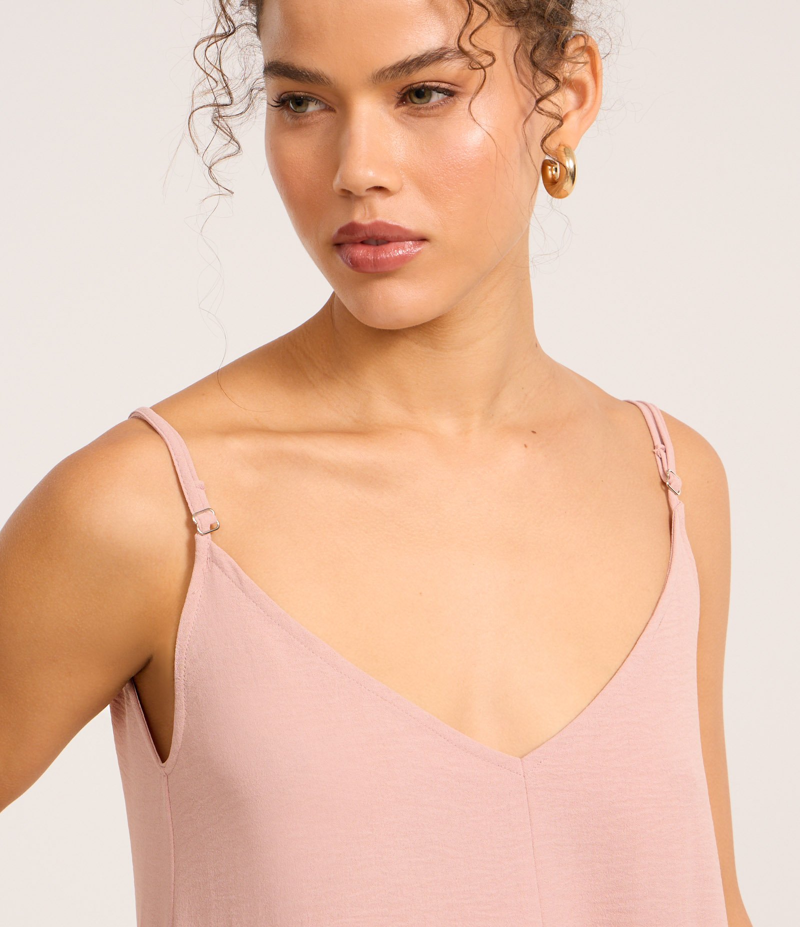 Vestido Long Midi em Crepe com Alcinhas Rosa 3