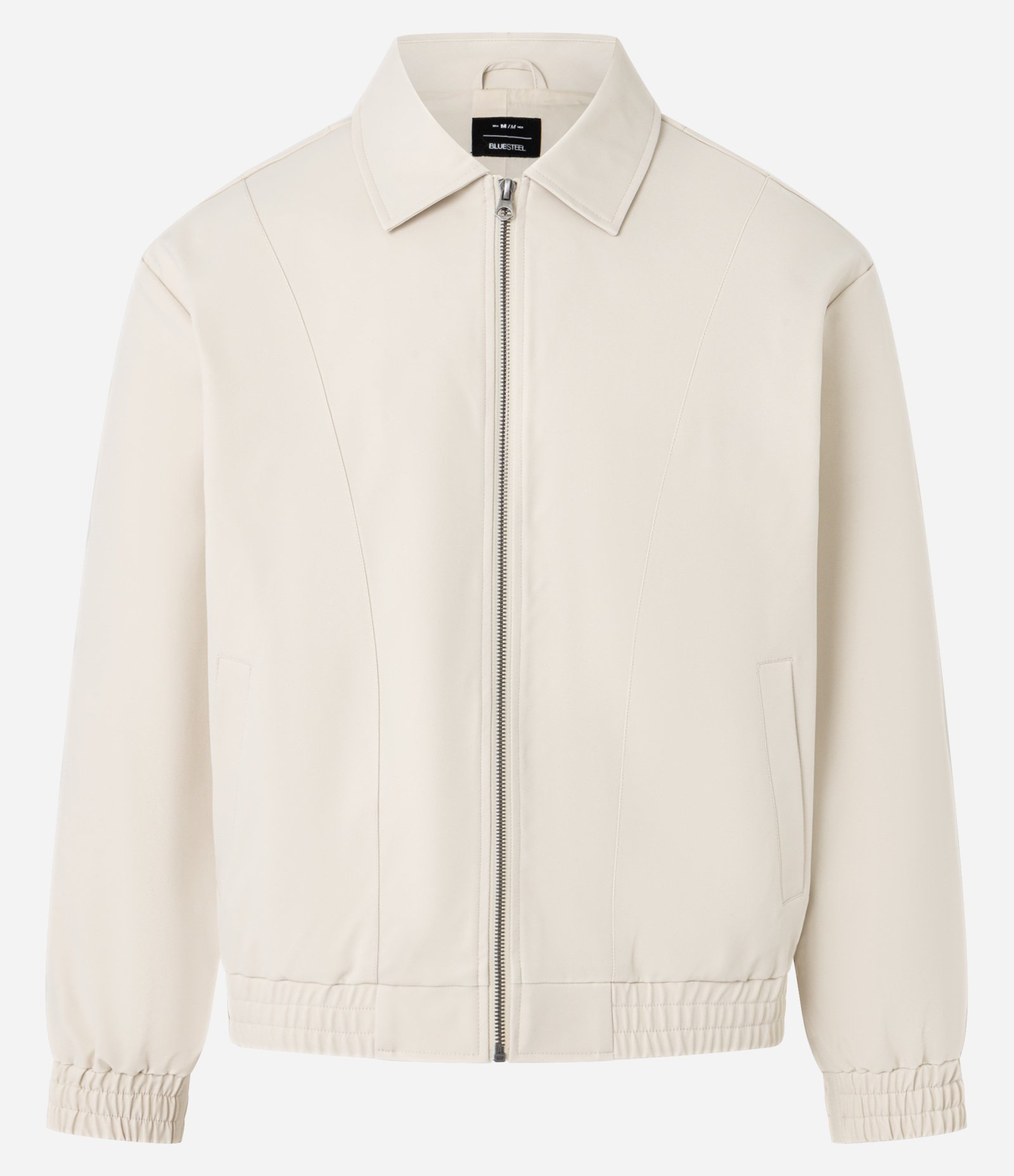 Jaqueta Boxy com Elástico na Barra e Recortes Bege 6