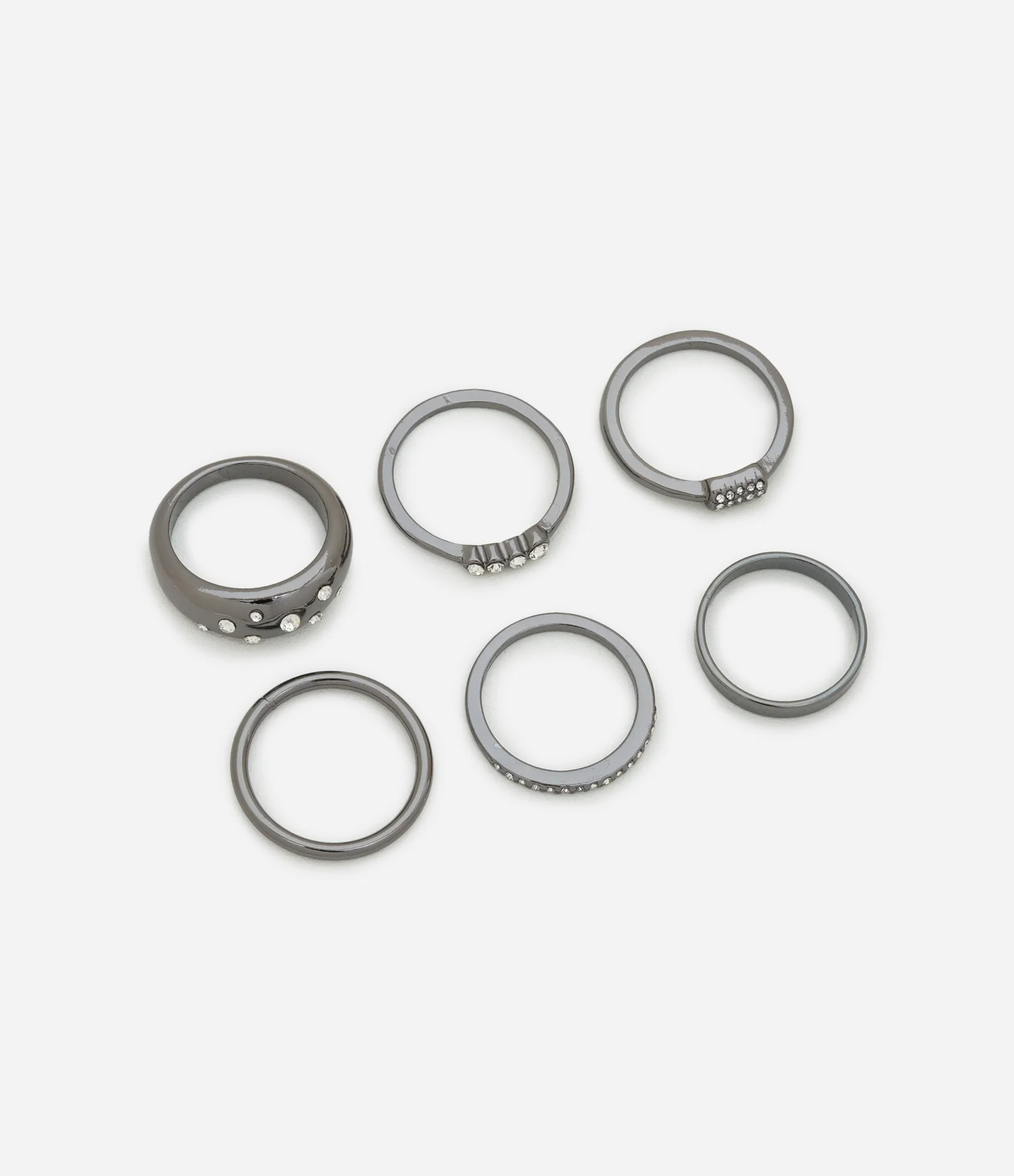Kit 06 Anéis Diversos Prata 1