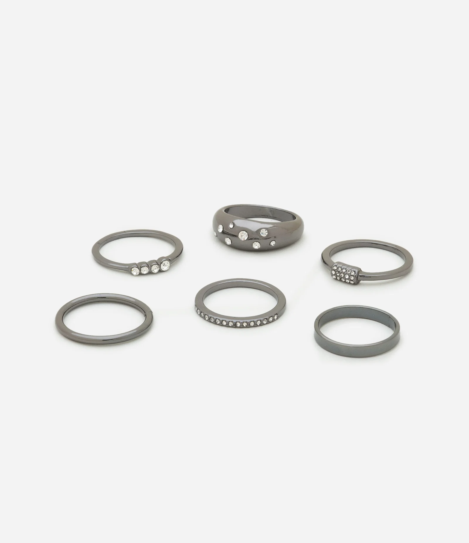 Kit 06 Anéis Diversos Prata 2