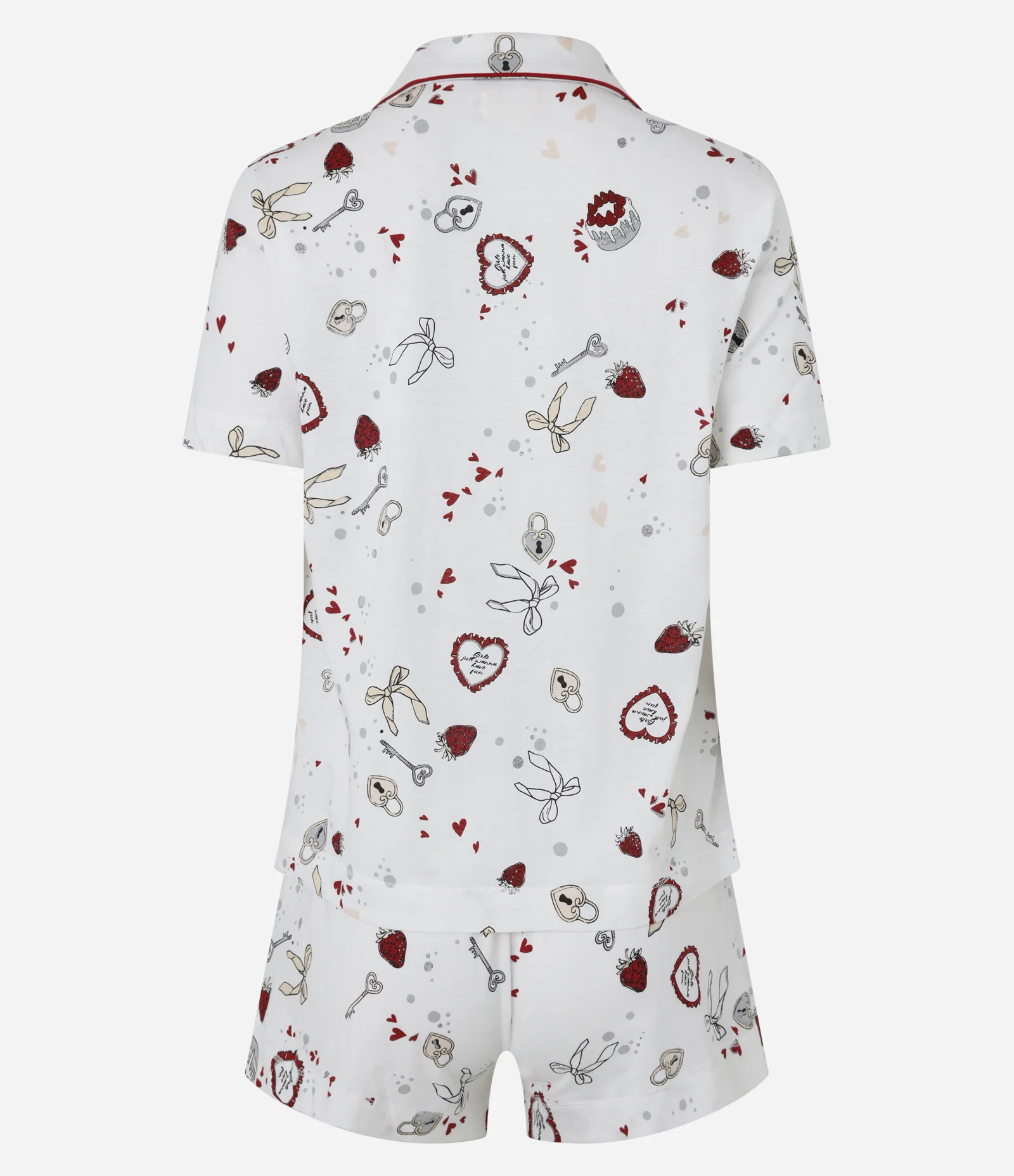 Pijama Short Doll Americano em Algodão com Estampa de ícones Girlies Branco 5