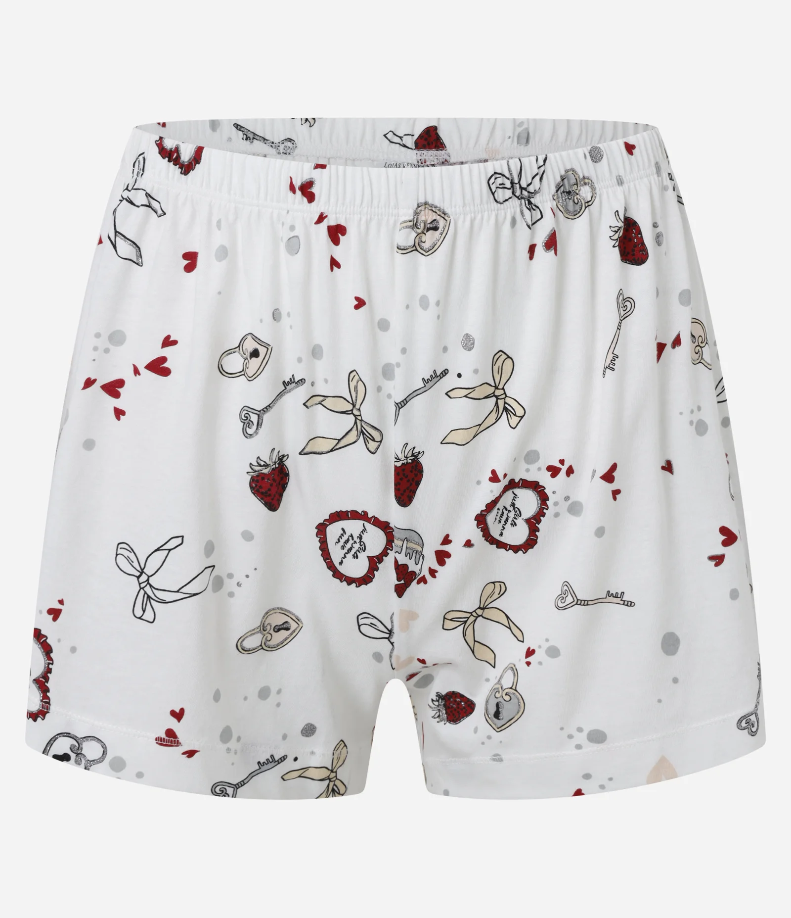 Pijama Short Doll Americano em Algodão com Estampa de ícones Girlies Branco 7
