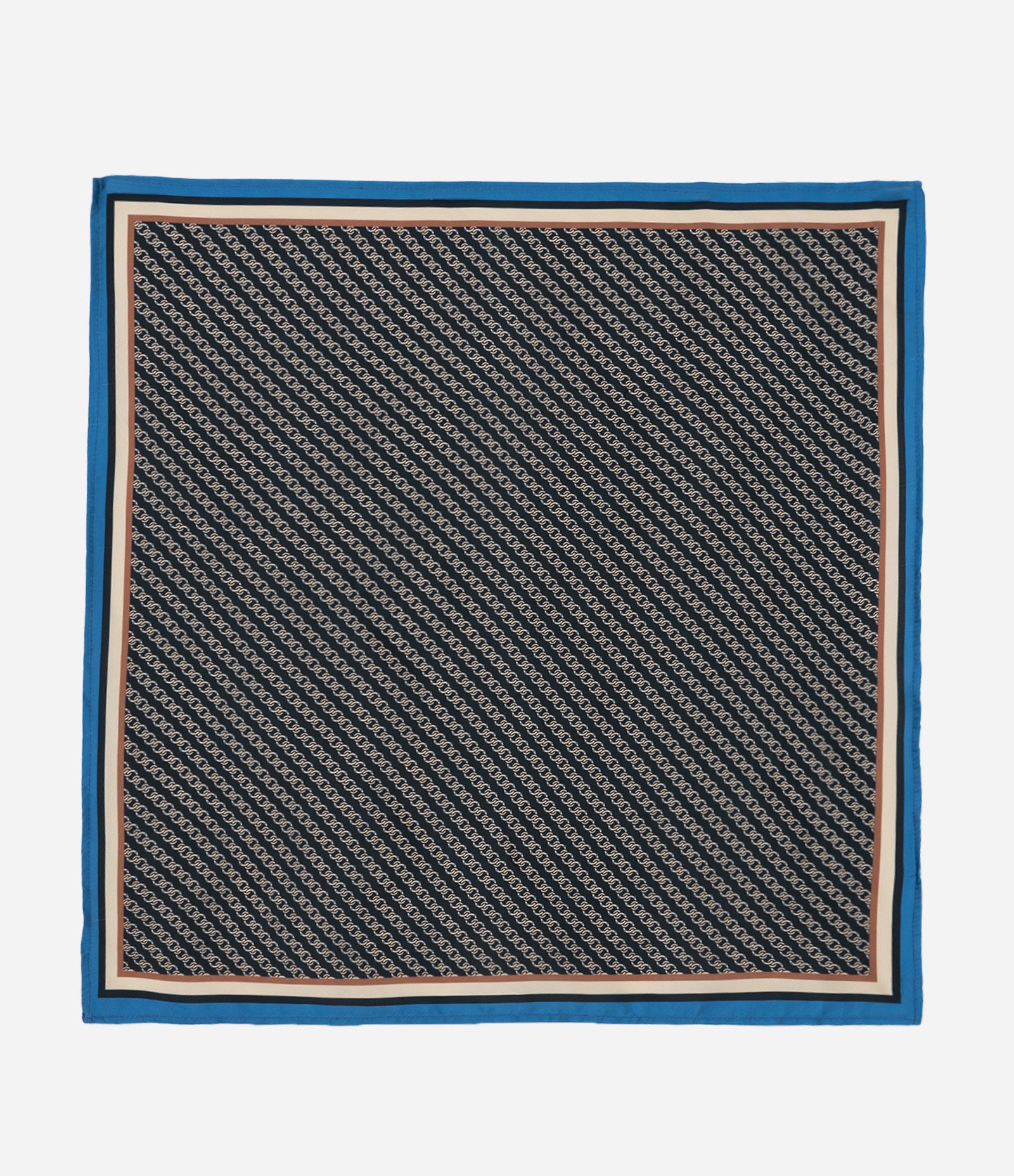 Lenço de Cetim com Estampa de Correntes Preto 1