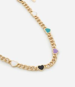 Colar Curto Esmaltado com Corações
