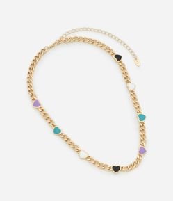 Colar Curto Esmaltado com Corações