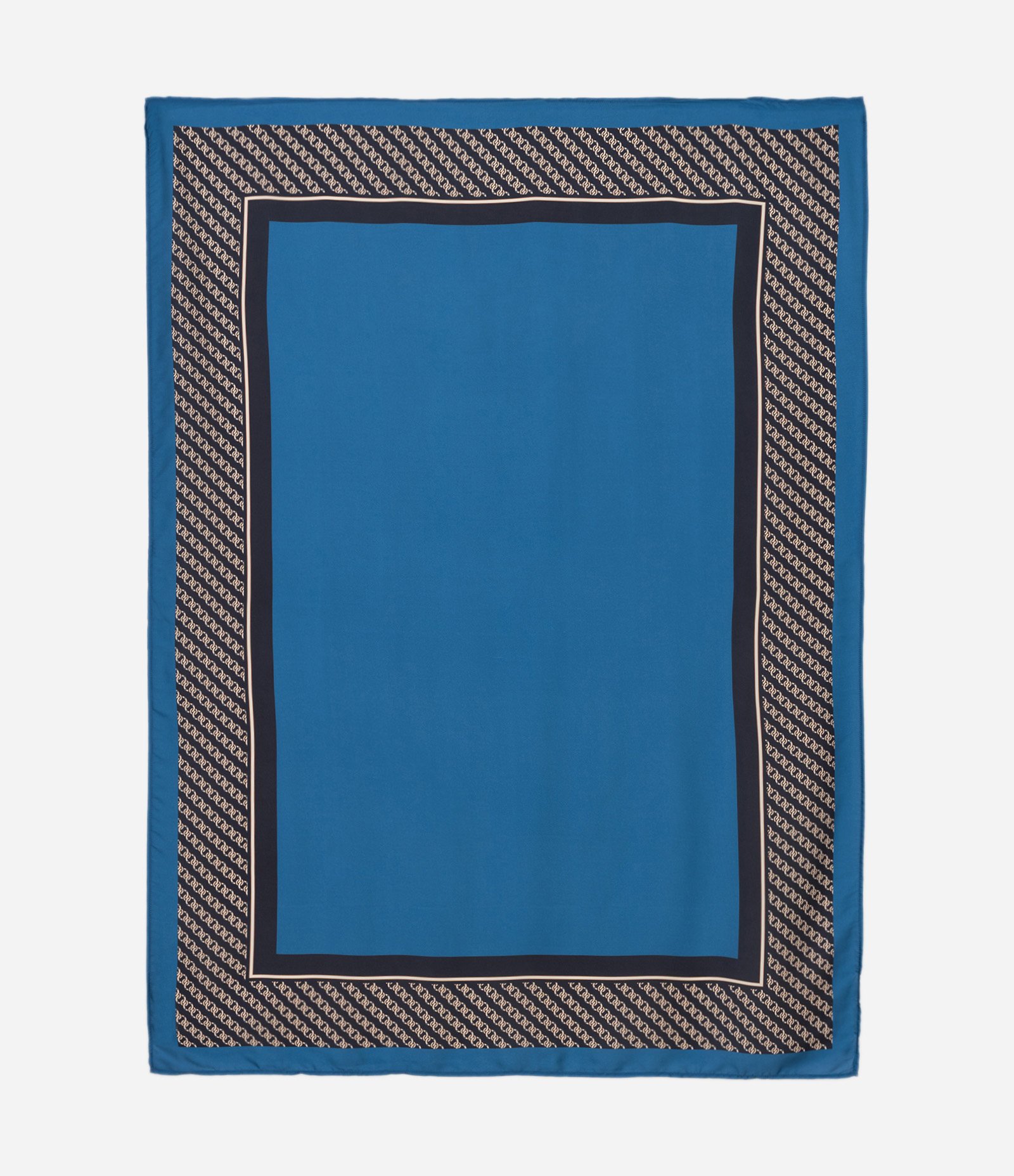 Lenço Acetinado com Estampa de Moldura Corrente Azul 1