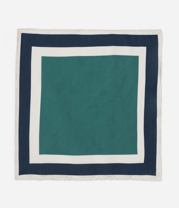 Lenço Quadrado em Cetim Estampado de Blocos de Cores