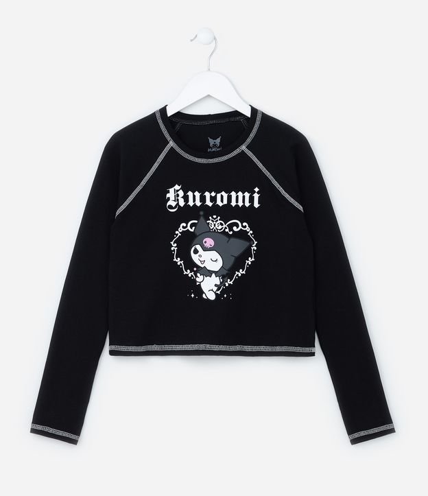 Camiseta Curta Infantil com Estampa Kuromi - Tam 5 a 14 Anos