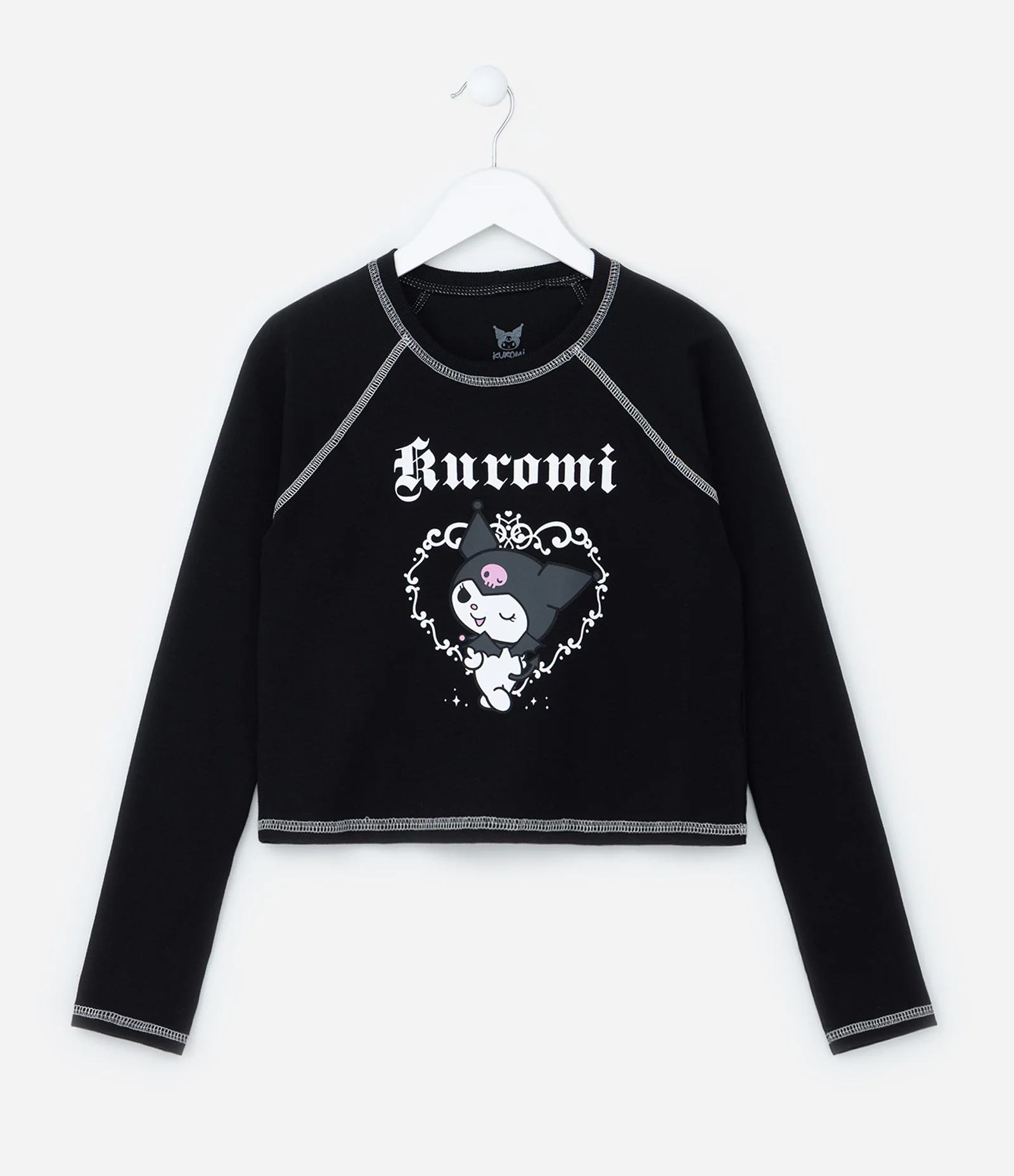Camiseta Curta Infantil com Estampa Kuromi - Tam 5 a 14 Anos Preto 1