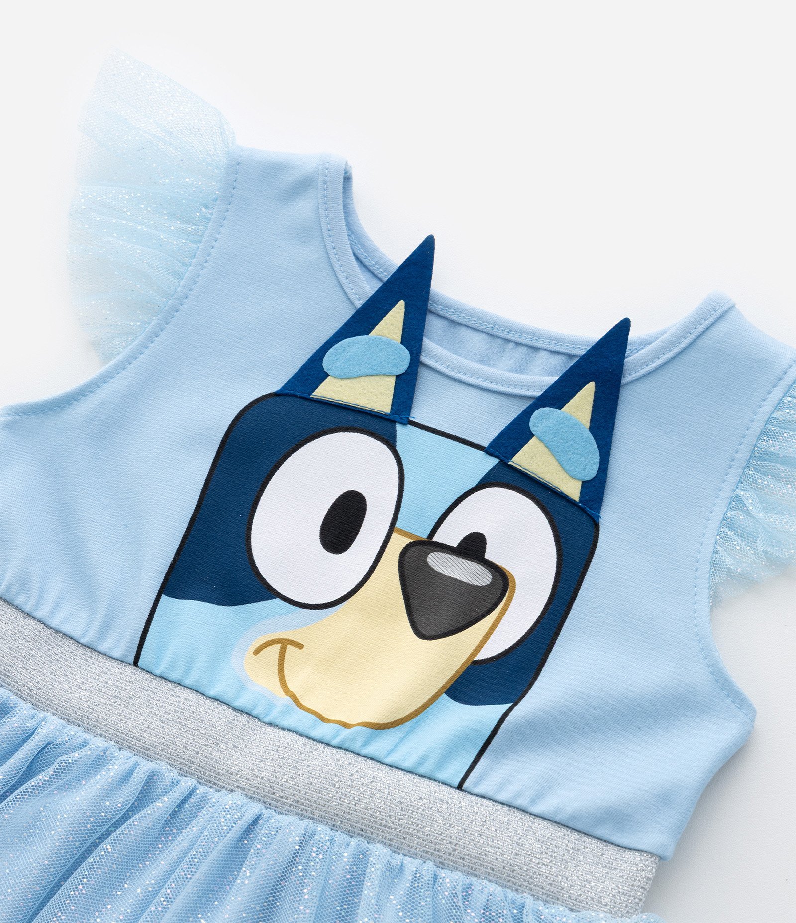 Vestido Infantil em Tule com Estampa Bluey - Tam 1 a 5 Anos Azul 7