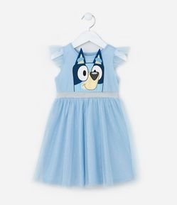 Vestido Infantil em Tule com Estampa Bluey - Tam 1 a 5 Anos
