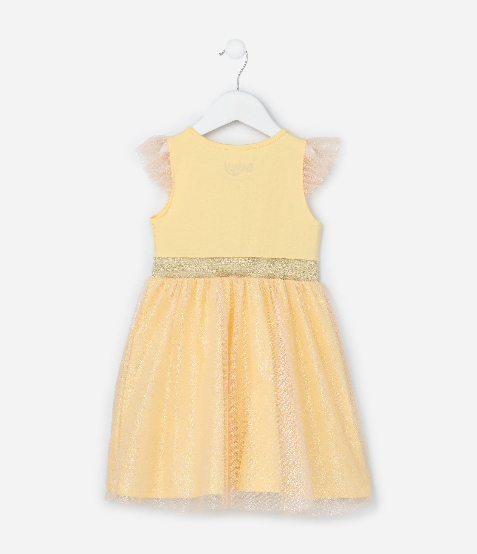 Vestido Infantil em Tule com Estampa Bingo de Bluey - Tam 1 a 5 Anos Amarelo 2