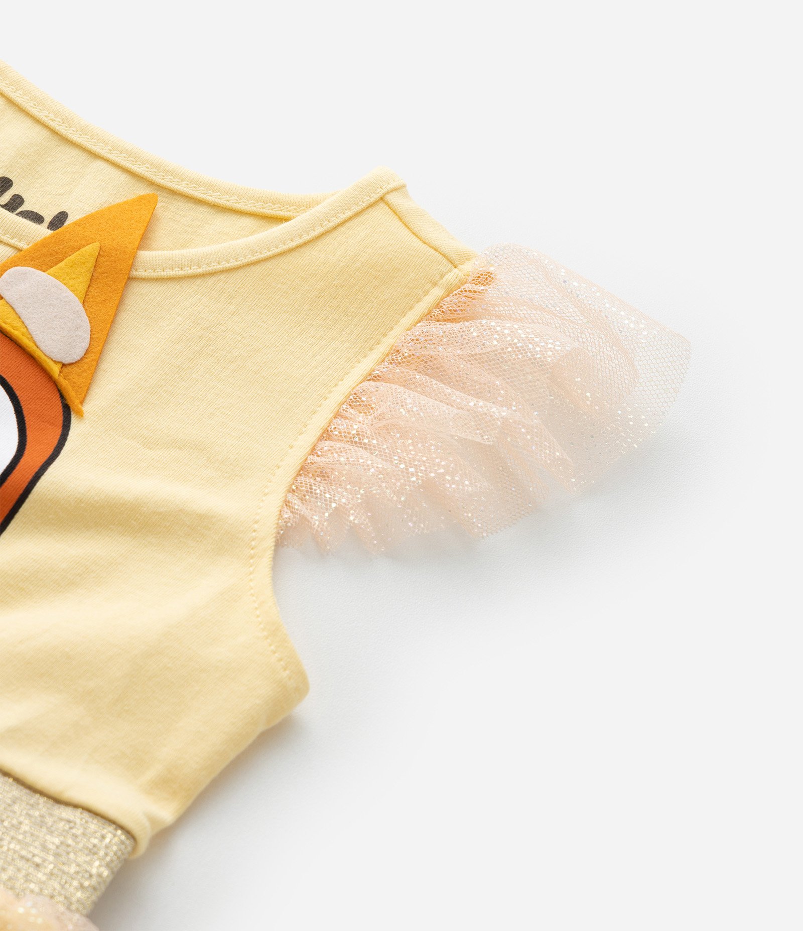 Vestido Infantil em Tule com Estampa Bingo de Bluey - Tam 1 a 5 Anos Amarelo 4
