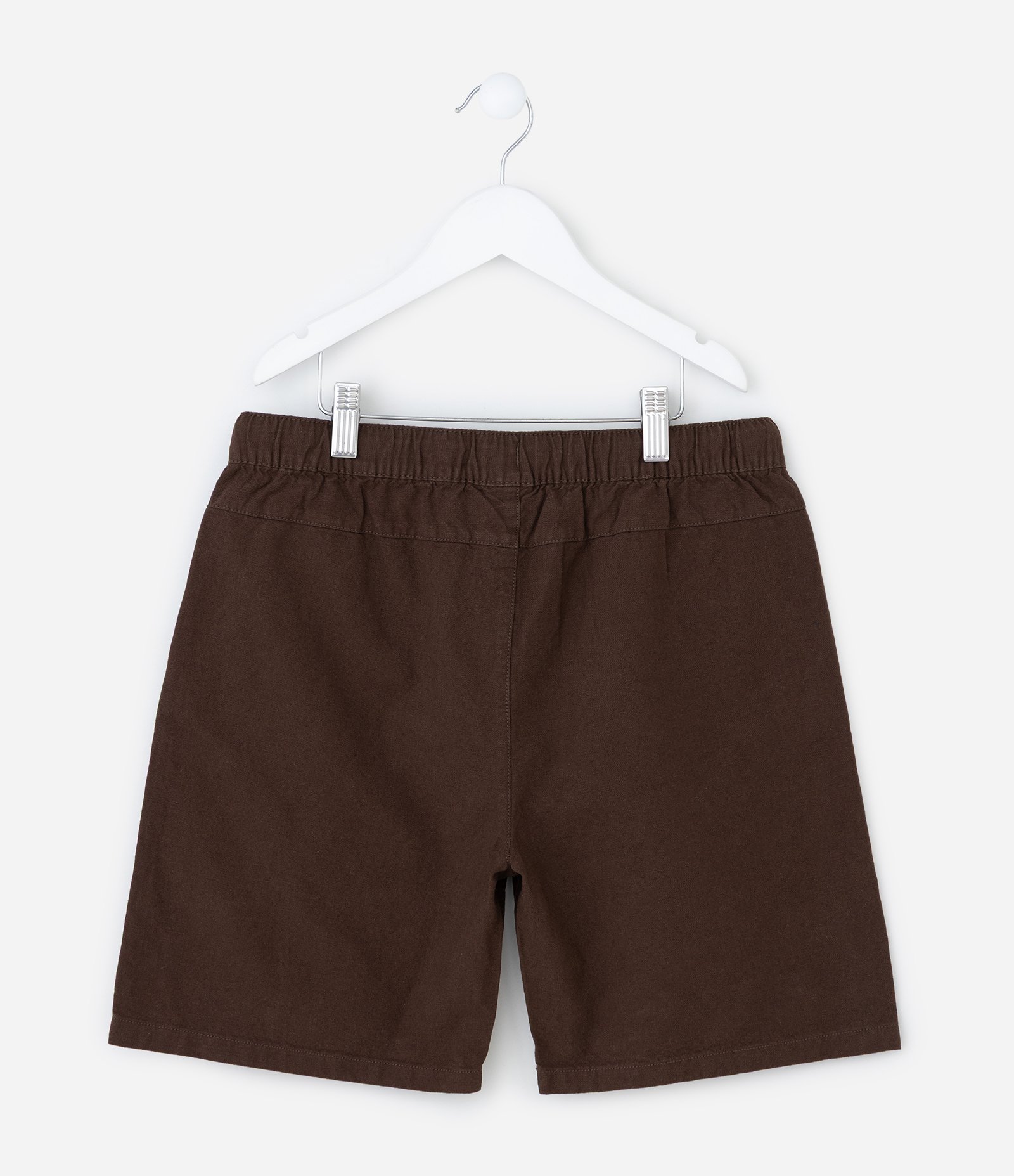 Bermuda Infantil em Algodão e Linho com Cós Elástico - Tam 5 a 14 anos Marrom 2