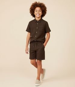 Bermuda Infantil em Algodão e Linho com Cós Elástico - Tam 5 a 14 anos