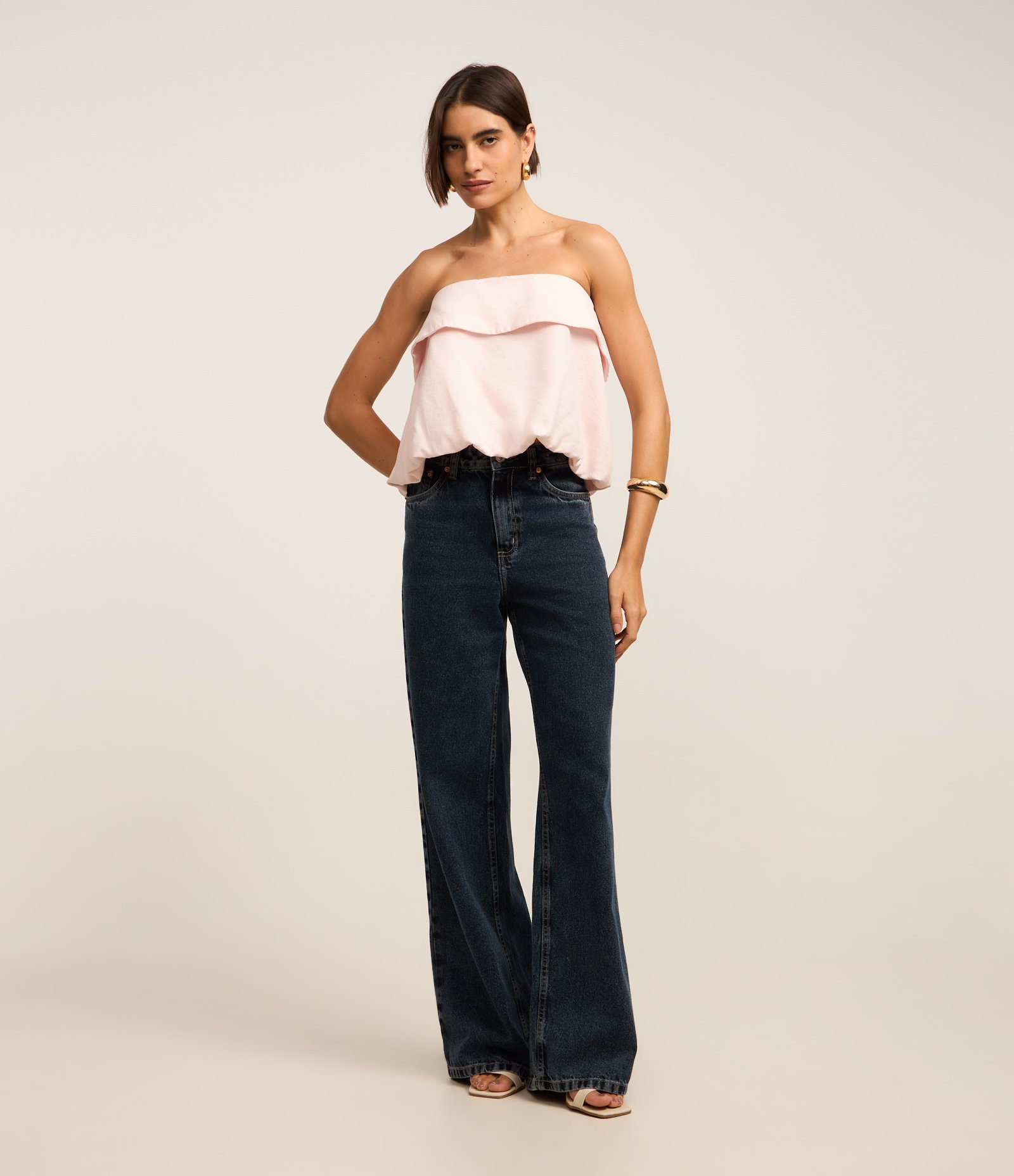 Blusa Balonê Alfaiatada com Amarração em Laço nas Costas Rosa 2