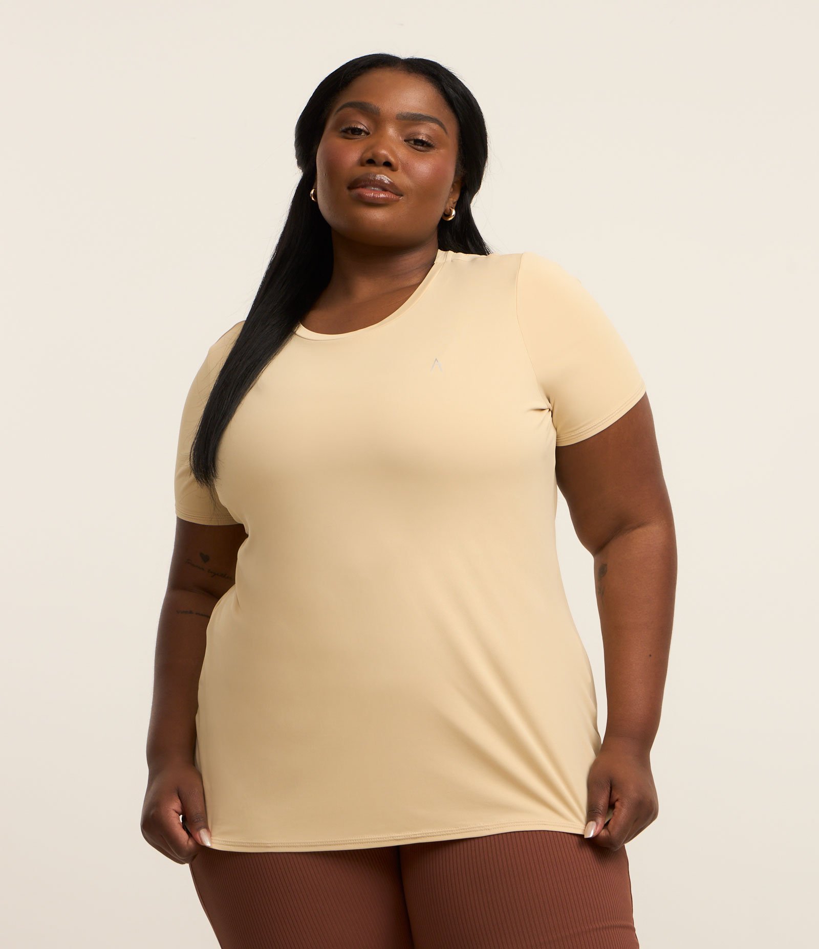 Camiseta Esportiva com Tecnologia Dry Curve & Plus Size Creme 1