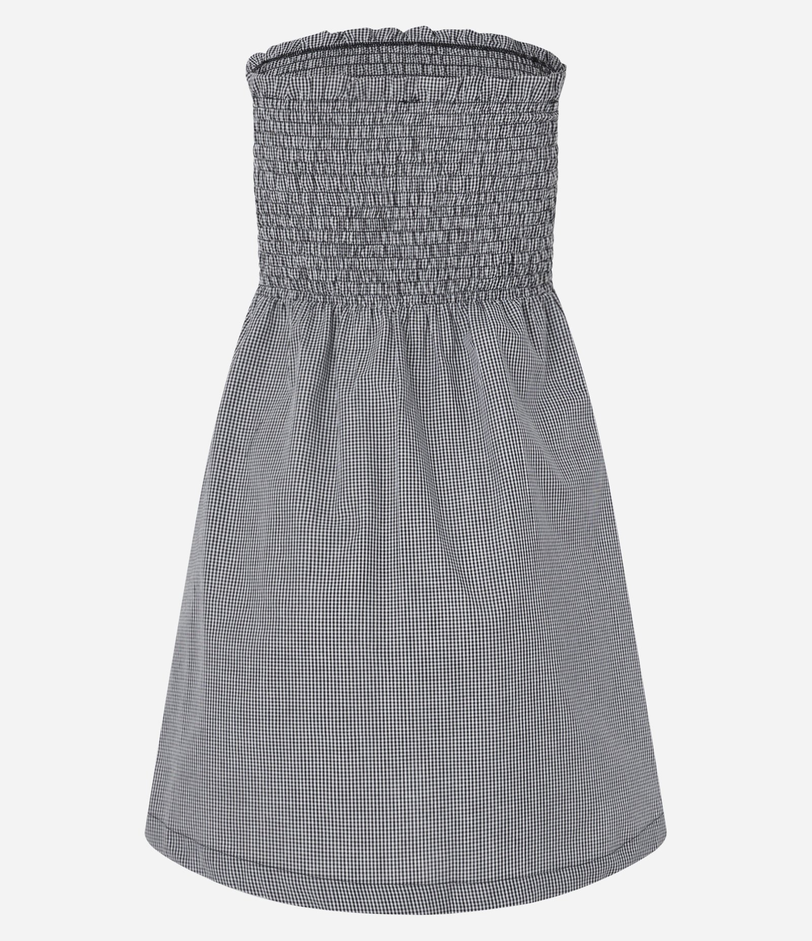 Vestido Curto em Tricoline com Lastex Xadrez Vichy Anthracite 3