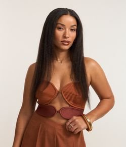 Body em Microfibra Bicolor com Busto Pespontado