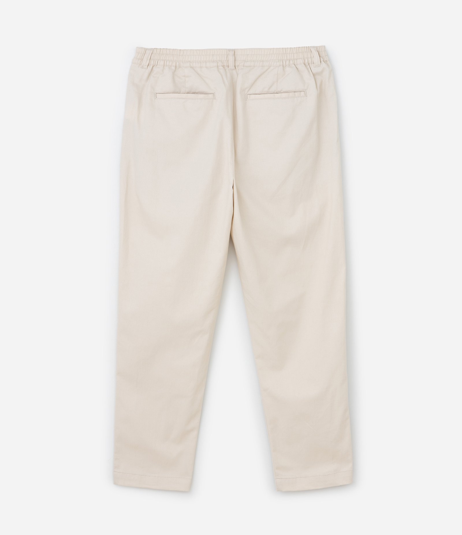 Calça Masculina em Sarja Com Pregas e Cós com Passantes Bege 2