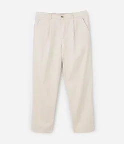 Calça Masculina em Sarja Com Pregas e Cós com Passantes