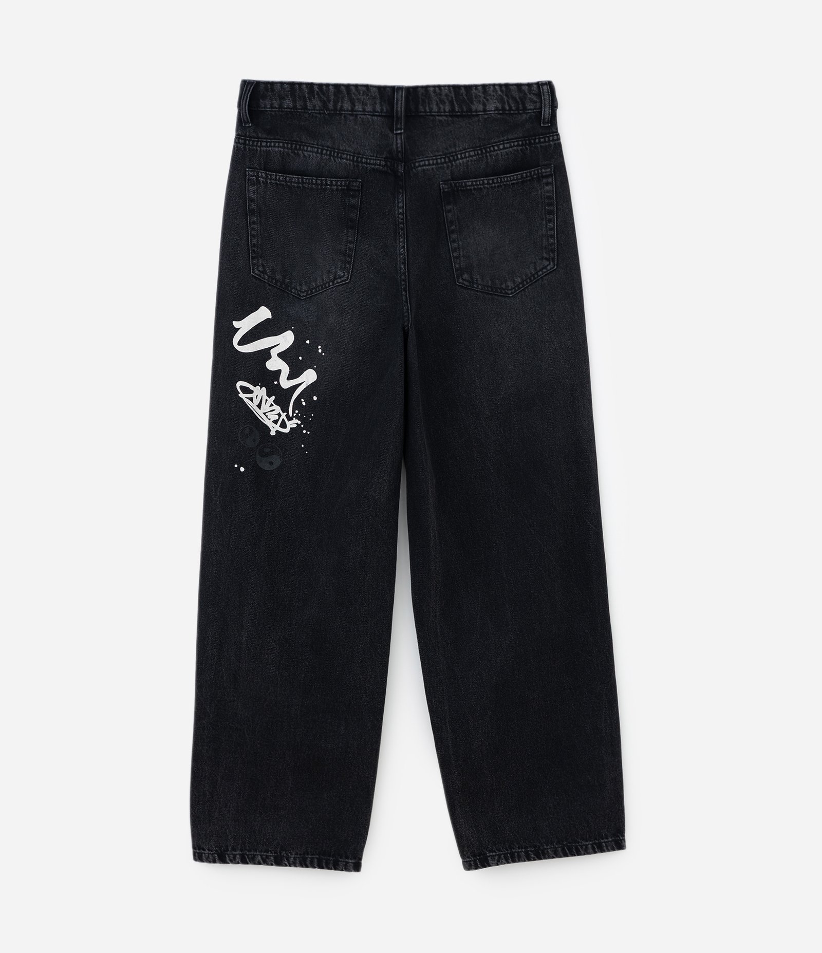 Calça Super Baggy em Jeans com Estampa Grafite Preto 6