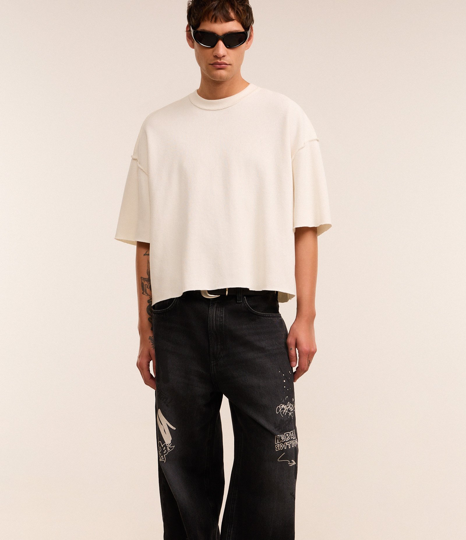 Calça Super Baggy em Jeans com Estampa Grafite Preto 4