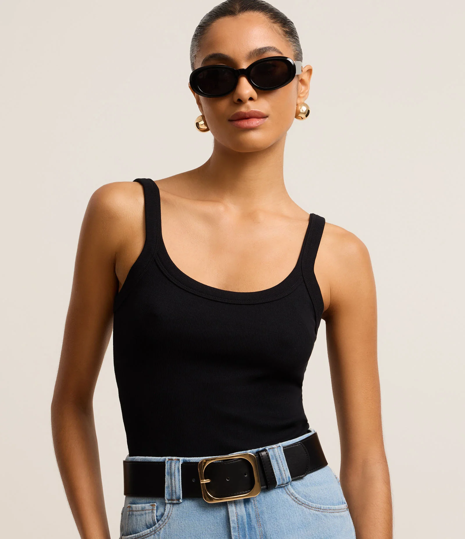 Body Básico em Ribana com Decote U Preto 1