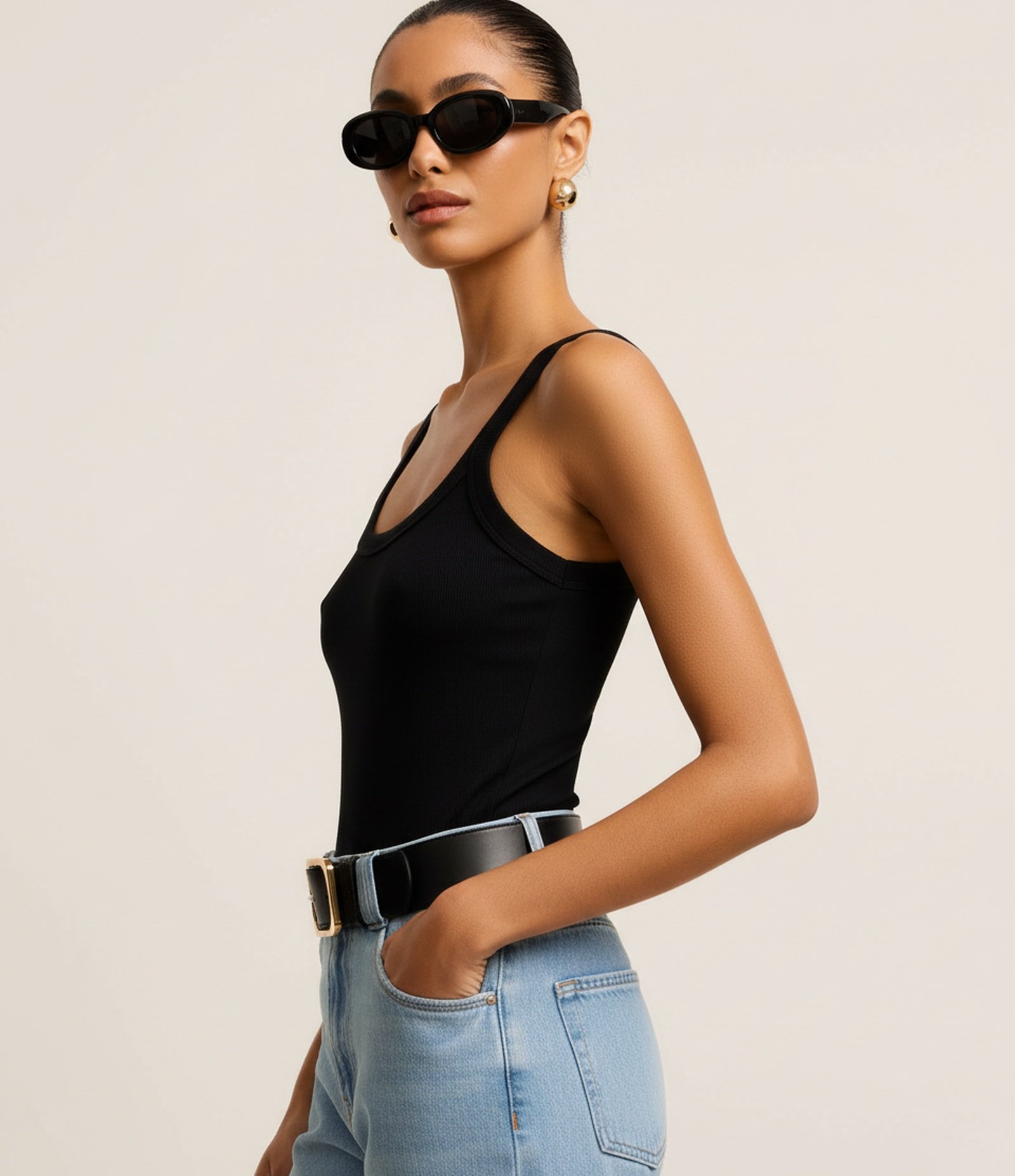 Body Básico em Ribana com Decote U Preto 4